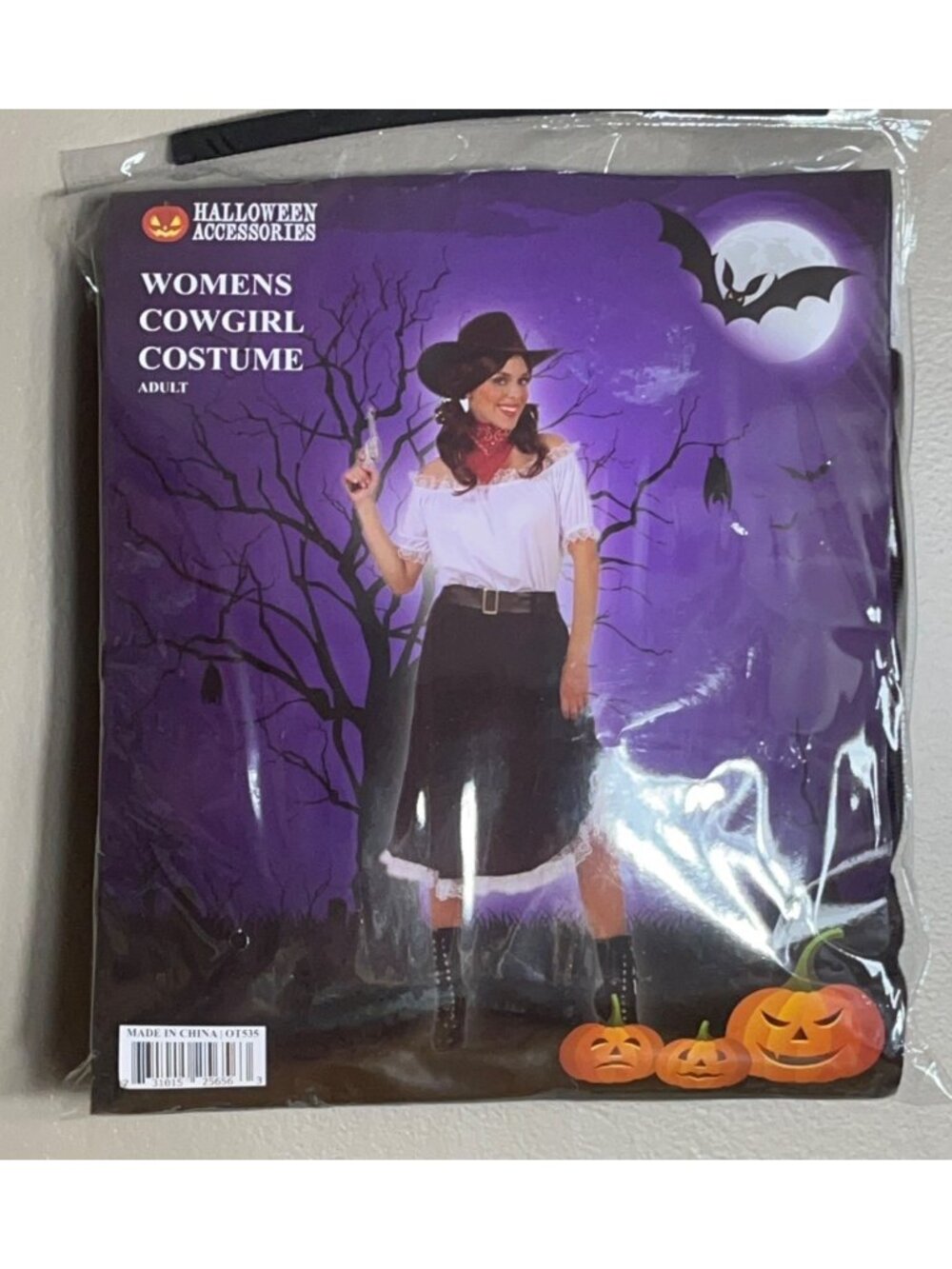 Western Cowgirl Costume Skirt Top Belt Hat Halloween Party Wom L-XL